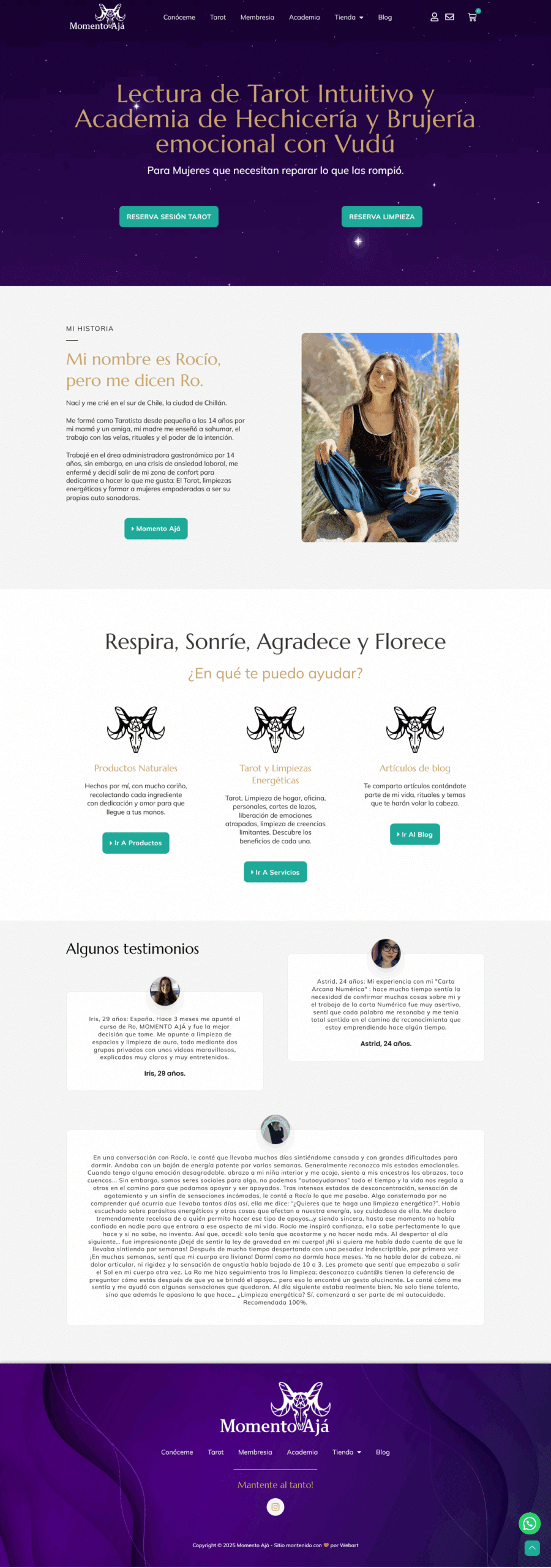 Sitio de Momento Ajá, proyecto de rediseño y mantención WordPress.