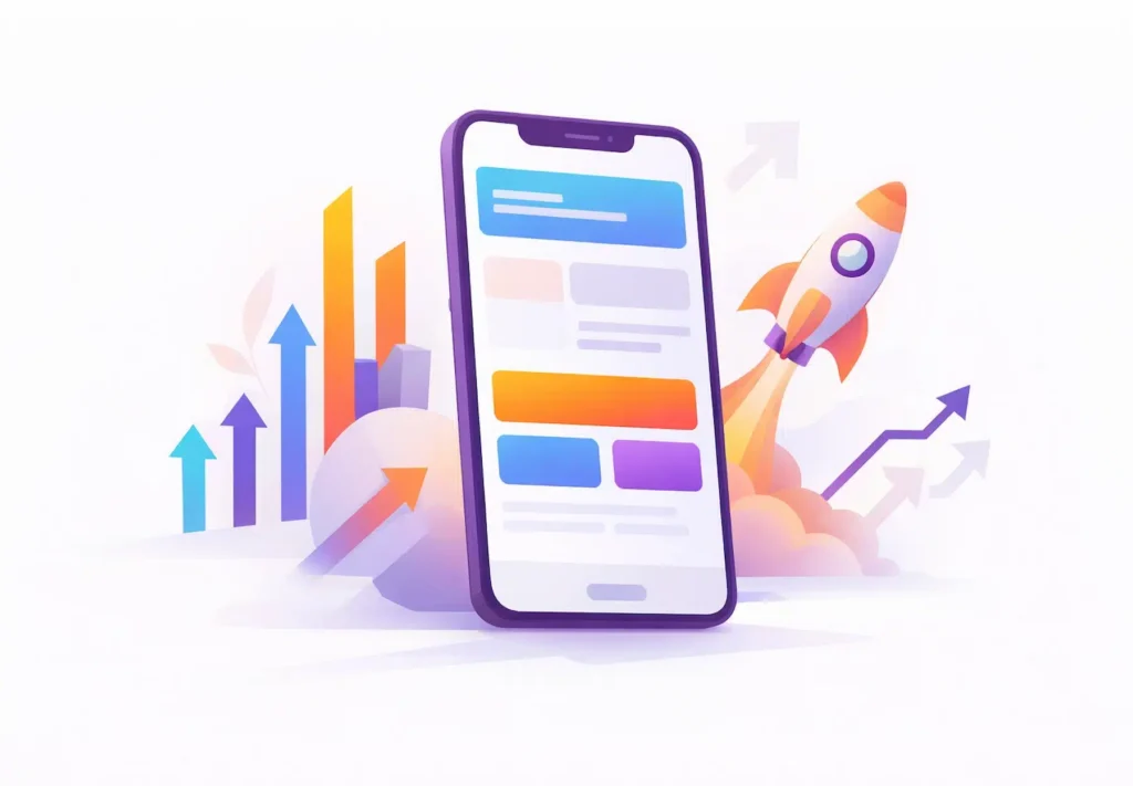 Ilustración de diseño web Mobile First pensado para celulares y experiencia de usuario